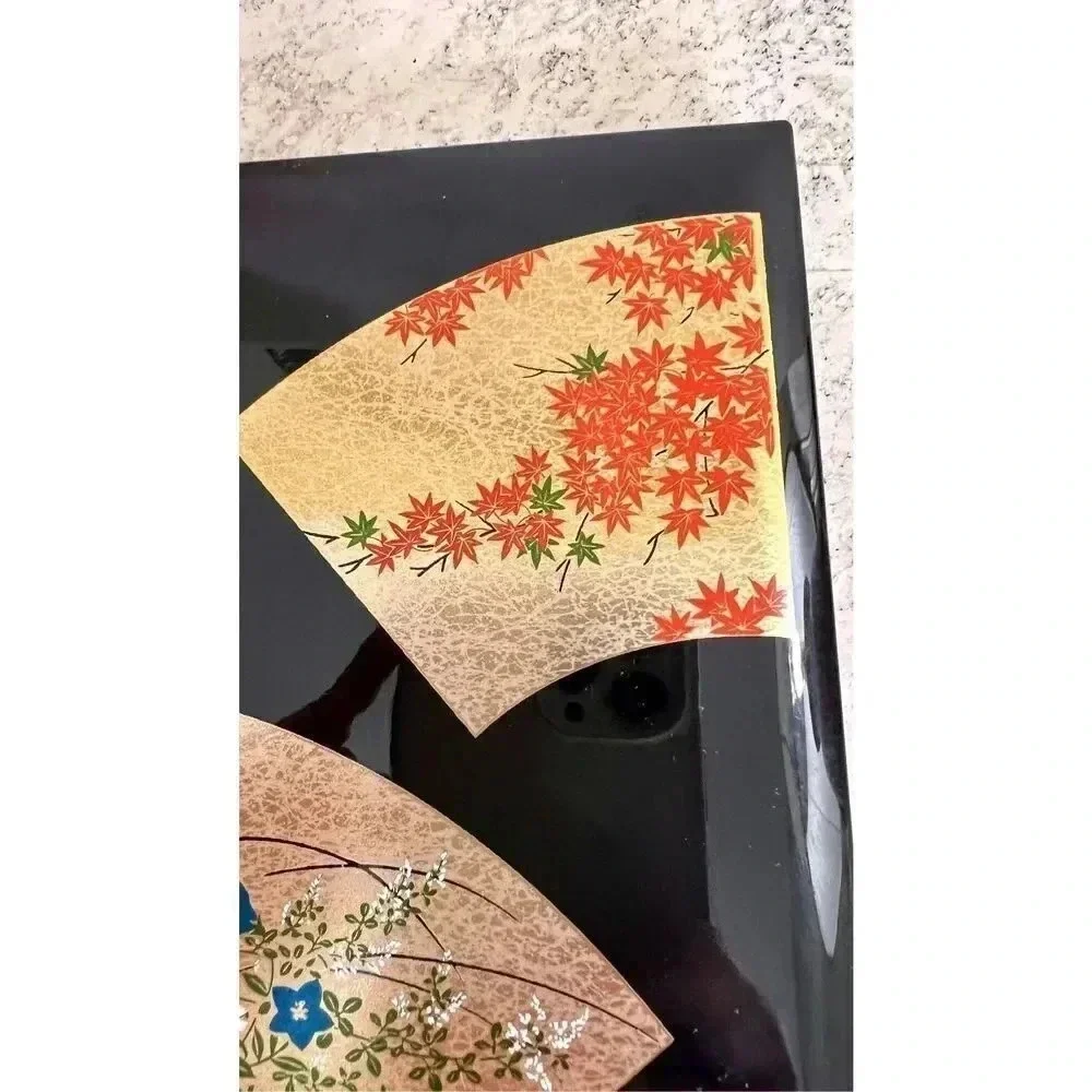 Denso Black Gold Floral Print Hinged Double Wall Bifold Folding Picture Frame ne